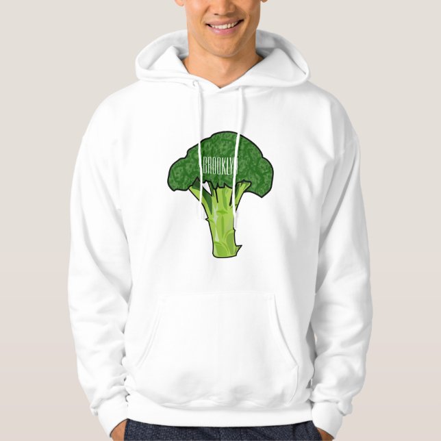 Broccoli Cartoon Illustration Hoodie (Vorderseite)