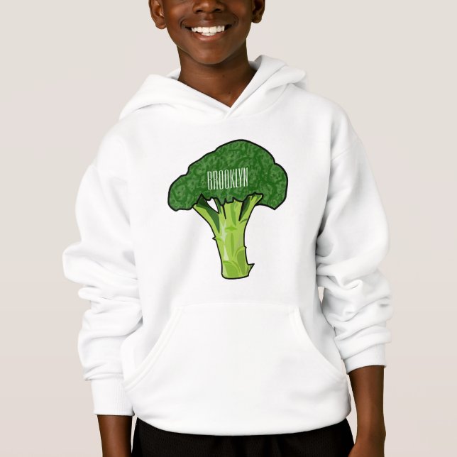 Broccoli Cartoon Illustration Hoodie (Vorderseite)