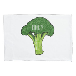 Broccoli Cartoon Illustration Kissenbezug