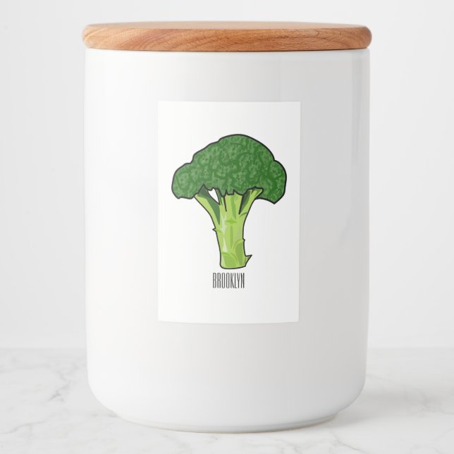 Broccoli Cartoon Illustration Lebensmitteletikett (Vorderseite)