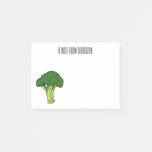 Broccoli Cartoon Illustration Post-it Klebezettel (Vorderseite)