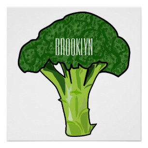 Broccoli Cartoon Illustration Poster