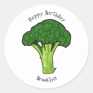 Broccoli Cartoon Illustration Runder Aufkleber