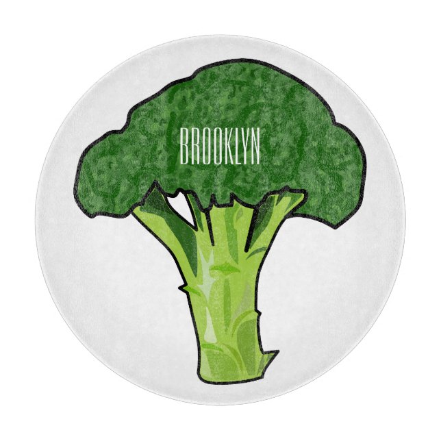 Broccoli Cartoon Illustration Schneidebrett (Vorderseite)