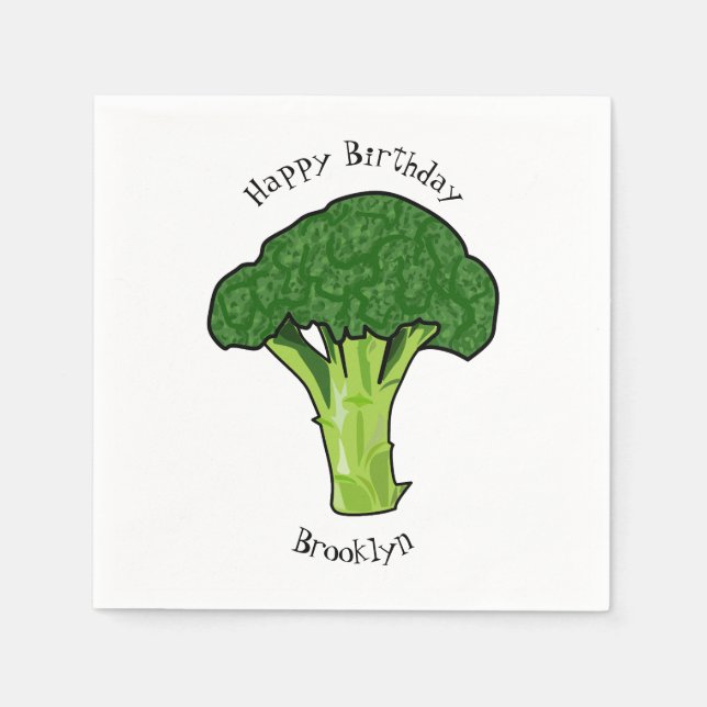 Broccoli Cartoon Illustration Serviette (Vorderseite)