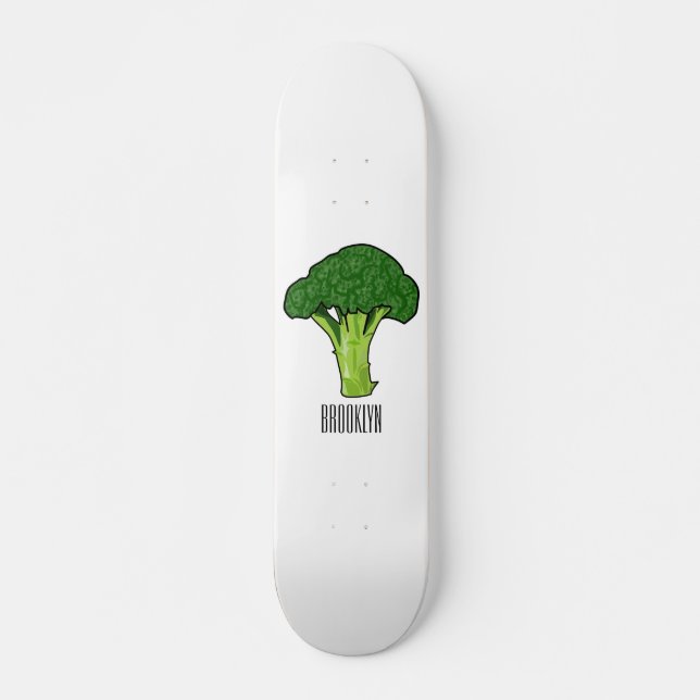 Broccoli Cartoon Illustration Skateboard (Vorne)