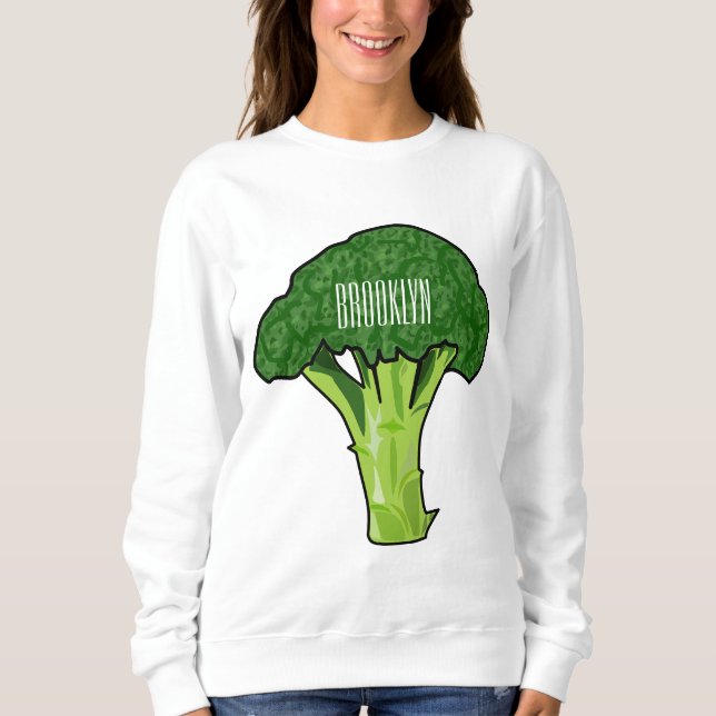 Broccoli Cartoon Illustration Sweatshirt (Vorderseite)