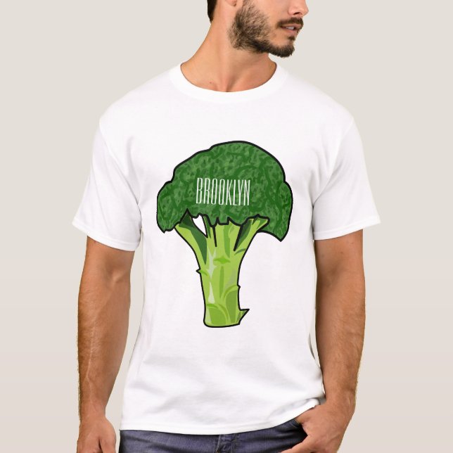 Broccoli Cartoon Illustration T-Shirt (Vorderseite)