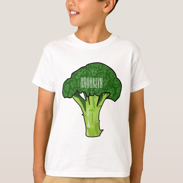 Broccoli Cartoon Illustration T-Shirt (Vorderseite)