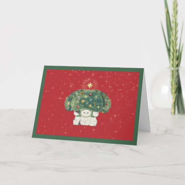 【Broccoli Cats Christmas Card】 -Red- Dankeskarte (Vorderseite)