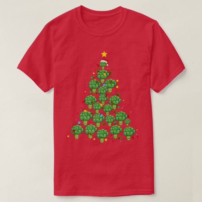 Broccoli Christmas Tree Funny Broccoli Lover Xmas T-Shirt (Design vorne)