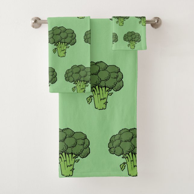 Broccoli Green Vegetables Gag-Geschenk Badhandtuch Set (Insitu)