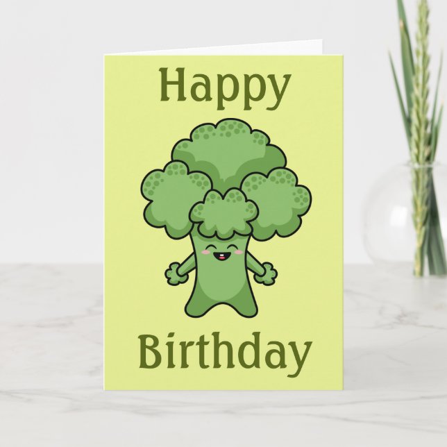 Broccoli Happy Birthday Card Karte (Vorderseite)