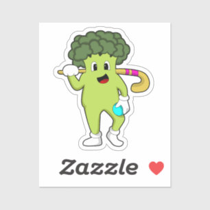 Broccoli im Hockey mit Hockey-Fledermaus Aufkleber