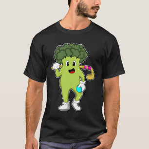 Broccoli im Hockey mit Hockey-Fledermaus T-Shirt