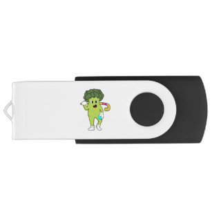 Broccoli im Hockey mit Hockey-Fledermaus USB Stick