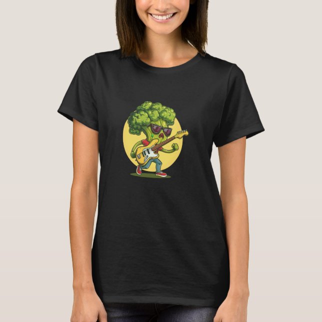 Broccoli mit Sonnenbrille und Rock Guitar Costume T-Shirt (Vorderseite)