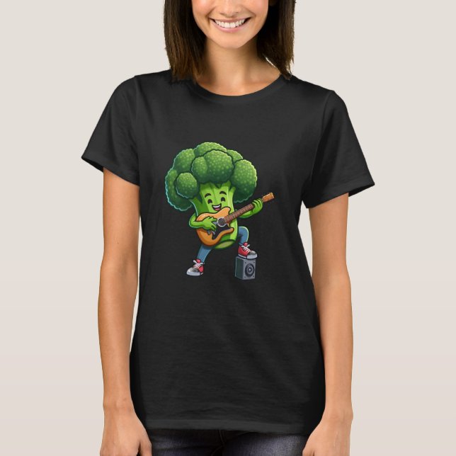 Broccoli Playing Guitar T-Shirt (Vorderseite)