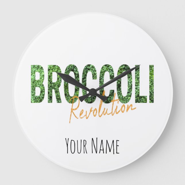 Broccoli Revolution Vegans Veggies und Vegetarier Große Wanduhr (Vorderseite)