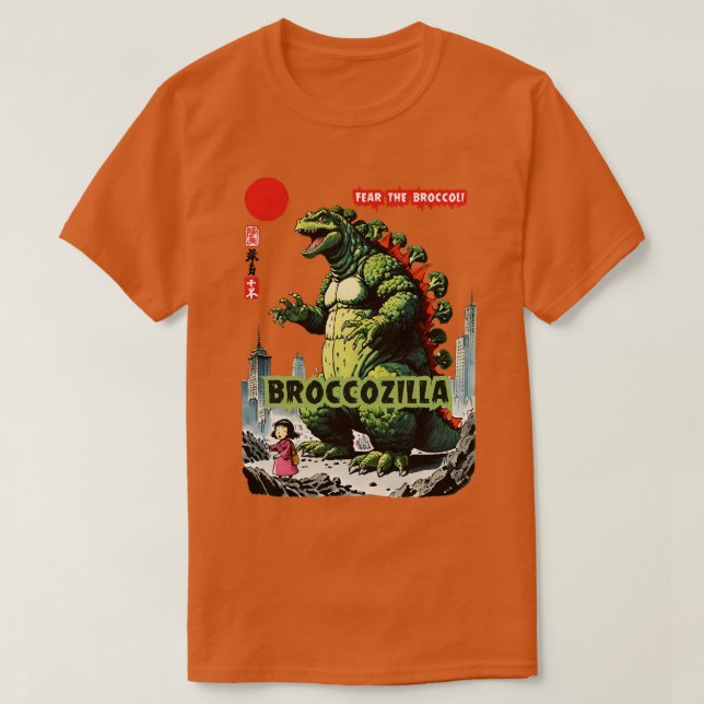Broccozila Der Veggie Kaiju Vegan Broccoli Design T-Shirt (Design vorne)