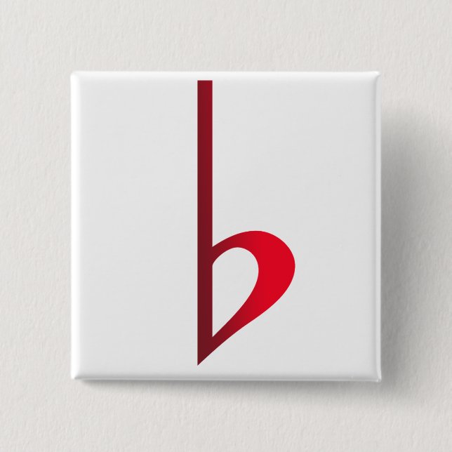 Broche (Botton) Bemol Vermelho Button (Vorderseite)