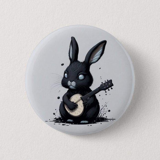 Broche rabbi Bunny Gitarre Hobby lustig Button (Vorderseite)