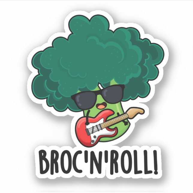 Brock n Roll Funny Veggie Broccoli Pun Aufkleber (Vorderseite)