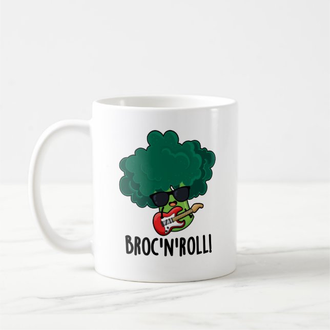 Brock n Roll Funny Veggie Broccoli Pun Kaffeetasse (Links)