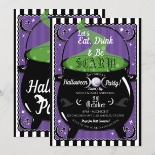 Brodelnder Kessel Whimsical Hexen Halloween-Party Einladung