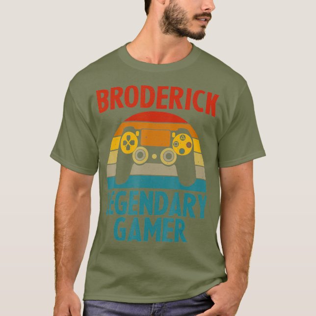 BRODERICK Gift Name Personalisiert Funny Gaming T-Shirt (Vorderseite)
