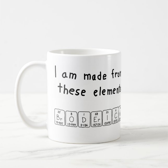 Broderick Periodenname Tasse (Links)
