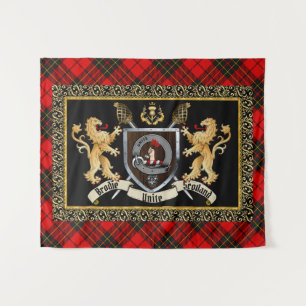 Brodie Clan Abzeichen & Motto mit Löwen Wandteppich