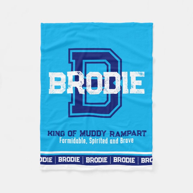 Brodie Name bedeutet Sportmonogramm hellblau Fleecedecke (Vorderseite)