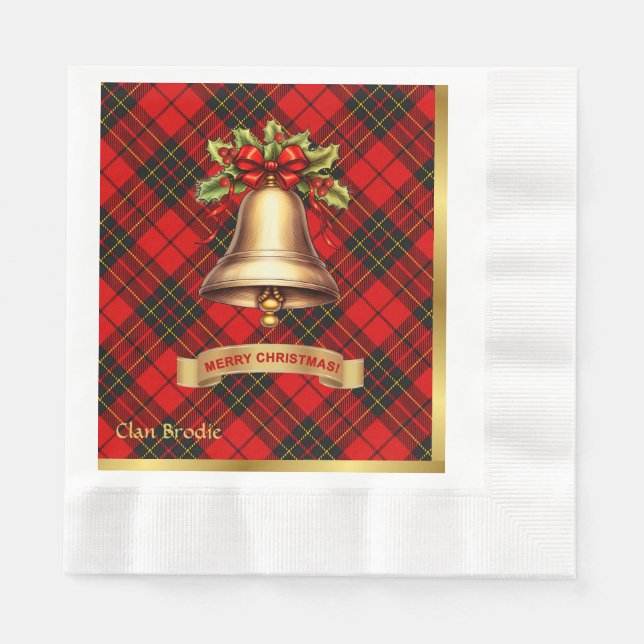 Brodie Personalisiert Tartan Christmas Serviette (Vorderseite)