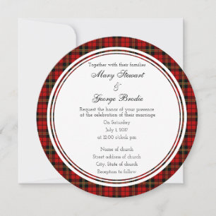 Brodie Red Scottish Wedding Round Einladung