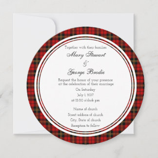 Brodie Red Scottish Wedding Round Einladung