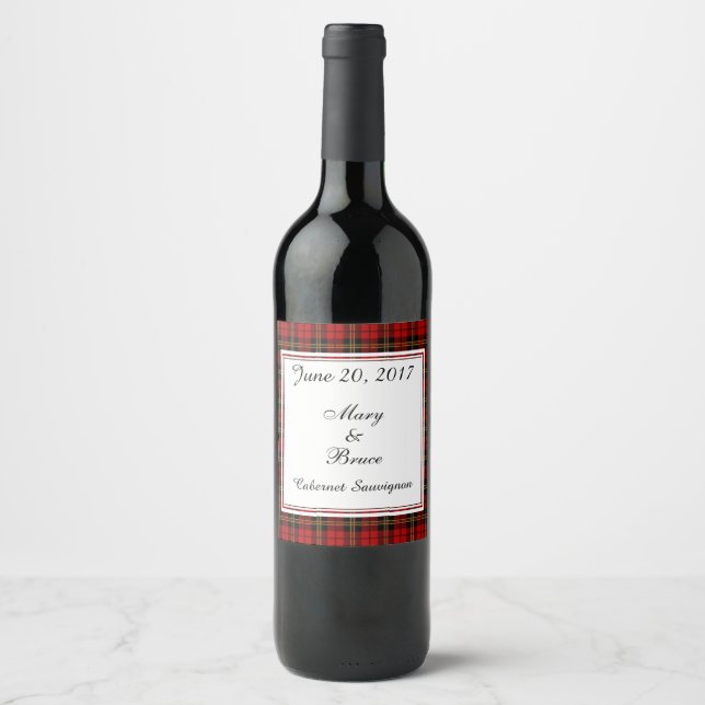 Brodie Red Scottish Wedding Wine Label Weinetikett (Vorderseite)