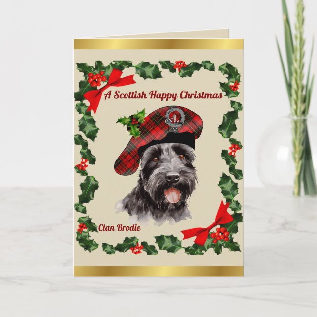 Brodie Scottie Dog Personalisiert Xmas Card Karte (Vorderseite)