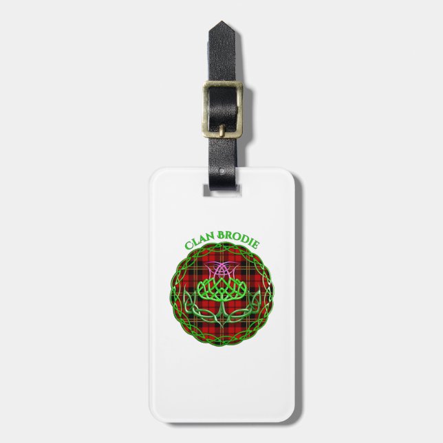 Brodie Scottish Tartan Celtic Thistle Gepäckanhänger (Vorderseite vertikal)