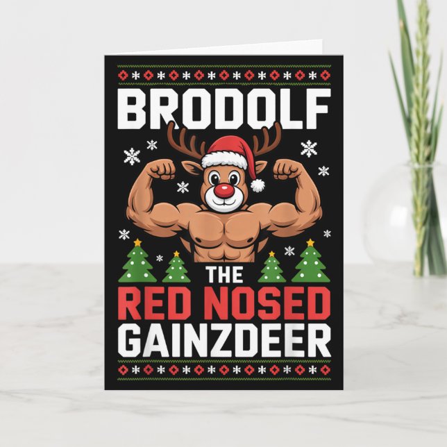 Brodolf Das Rotnasen-Gainzdeer Lustiges Weihnachte Karte (Vorderseite)