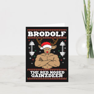 Brodolf Funny Christmas Buff Reindeer Gym Bodybuil Karte