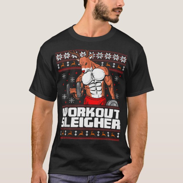 Brodolf Gym Workout Funny Ugly Christmas Rudolph T-Shirt (Vorderseite)