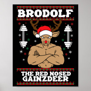 Brodolf Lustiges Weihnachten Kräftiges Rentier Fit Poster