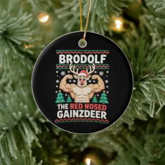 Brodolf Rotnasiger Gainzhirsch Rentier Weihnachts Keramik Ornament