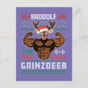 Brodolf The Red Nose Gainzdeer Gym Ugly Christmas Postkarte