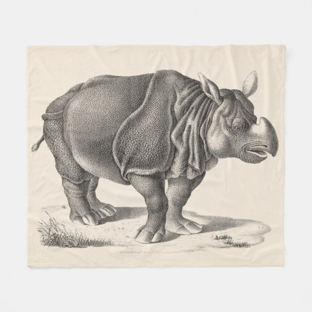 Brodtmann Rhinoceros Sketch Fleecedecke (Vorderseite (Horizontal))