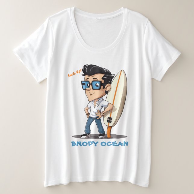 Brody Ocean Wavecrest Große Größe T-Shirt (Design vorne)