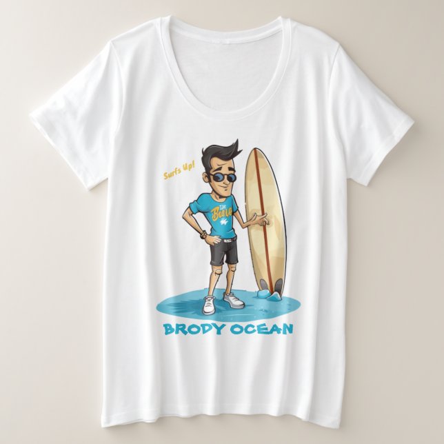 Brody Ocean Wavecrest Große Größe T-Shirt (Design vorne)