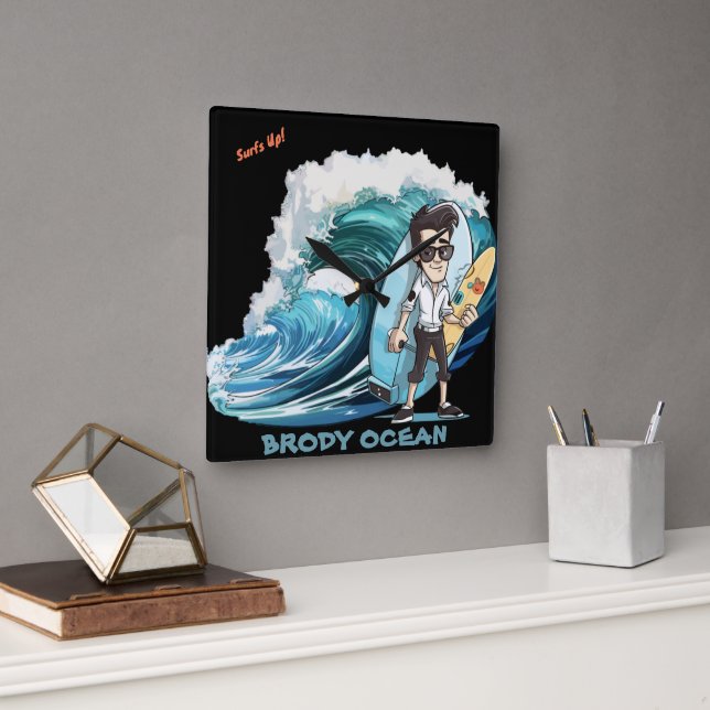 Brody Ocean Wavecrest Quadratische Wanduhr (Büro)