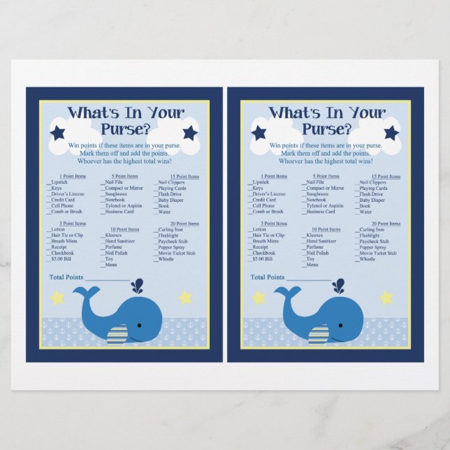 Brody Whale Nautical Baby Shower Purgame (Vorderseite)